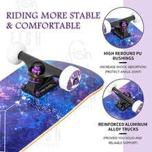 Load image into Gallery viewer, FISH SKATEBOARDS 8.0 Inch Complete Skateboard SKY PURPLE