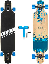 Load image into Gallery viewer, FISH 41 Inch Complete Longboard Blue Crystal