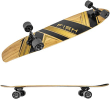 Load image into Gallery viewer, FISH 44 Inch Kick Tail Bamboo Longboard Cruiser - Golden
