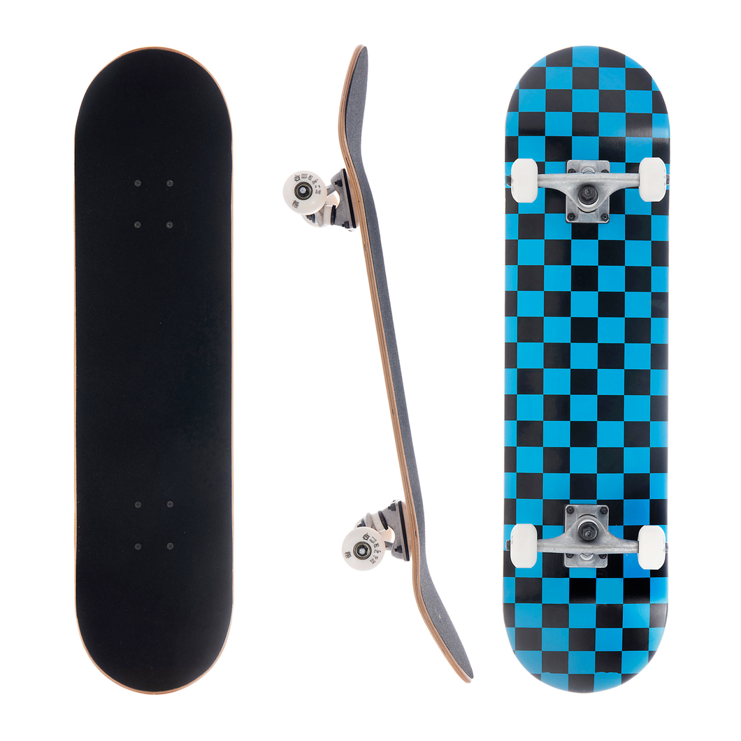 AWAKEN 8.0 Inch Complete Skateboard Blue Checker