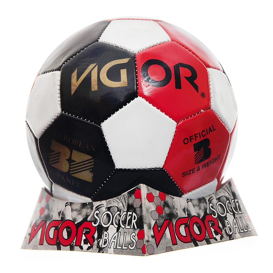 VIGOR Size 3 Soccer Ball | Red Black White