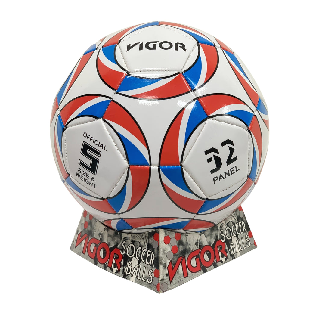 VIGOR Size 5 Soccer Ball | Red Blue White | Light Weight