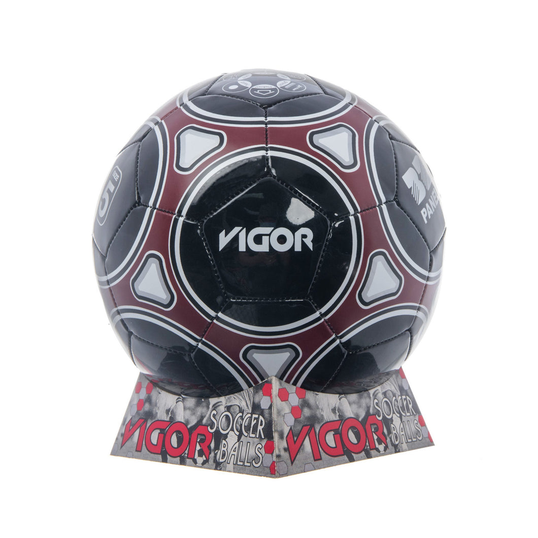 VIGOR Size 5 Soccer Ball | Black Red Silver