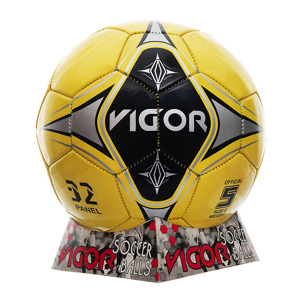 VIGOR Size 5 Soccer Ball | Yellow Silver Black