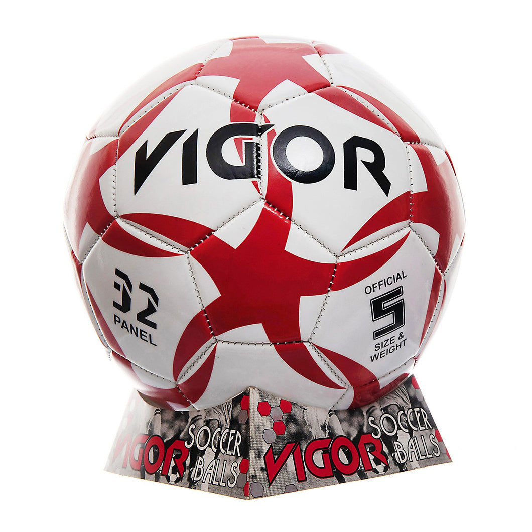 VIGOR Size 5 Soccer Ball | Red White Star