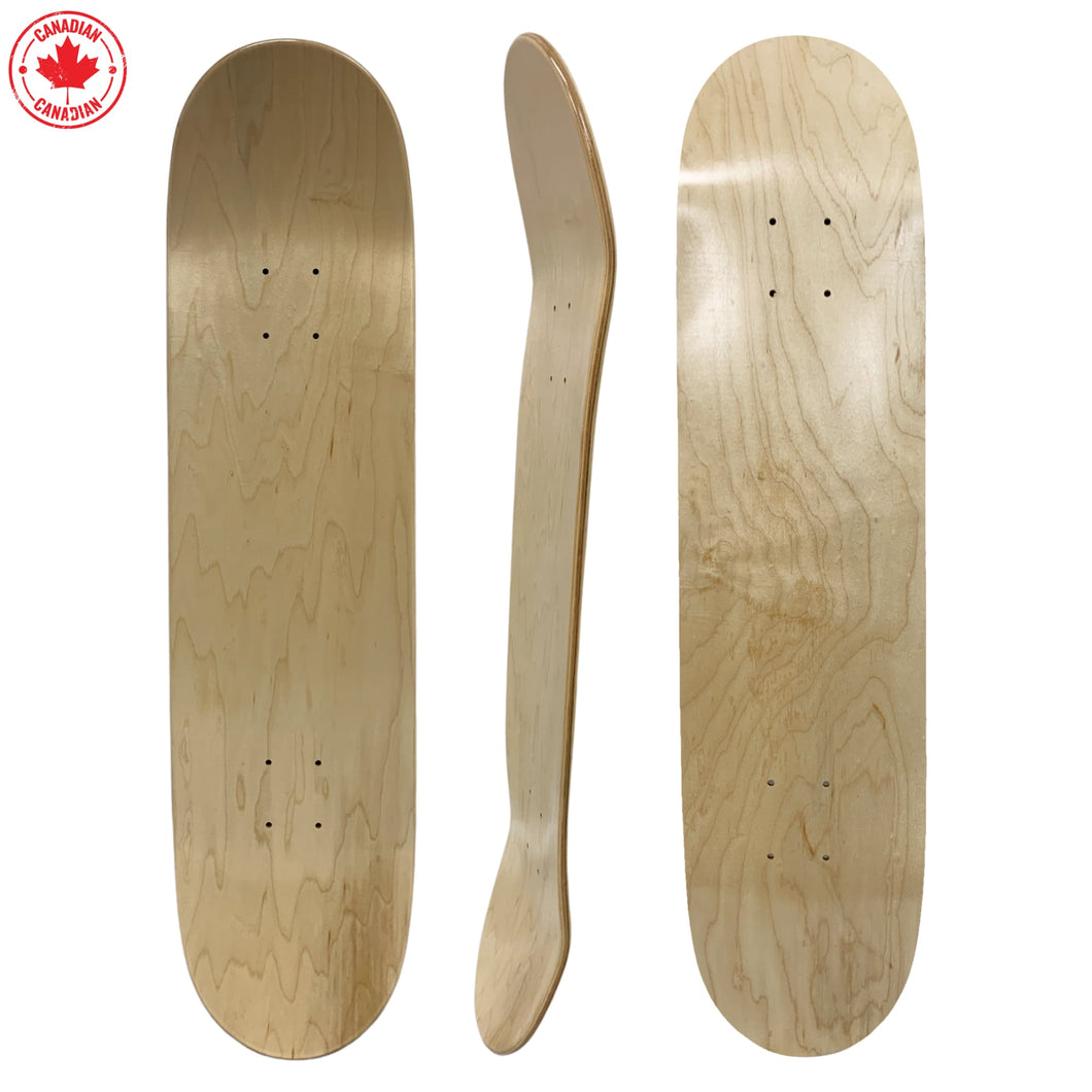 BLANK 7.5 | 7.75 | 8.0 | 8.25 | 8.5 Hard Rock Maple Skateboard Deck