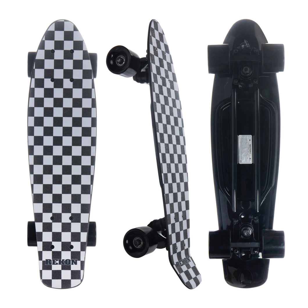 REKON 22 Inch Checker Grip Tape on Black Deck Plastic Cruiser