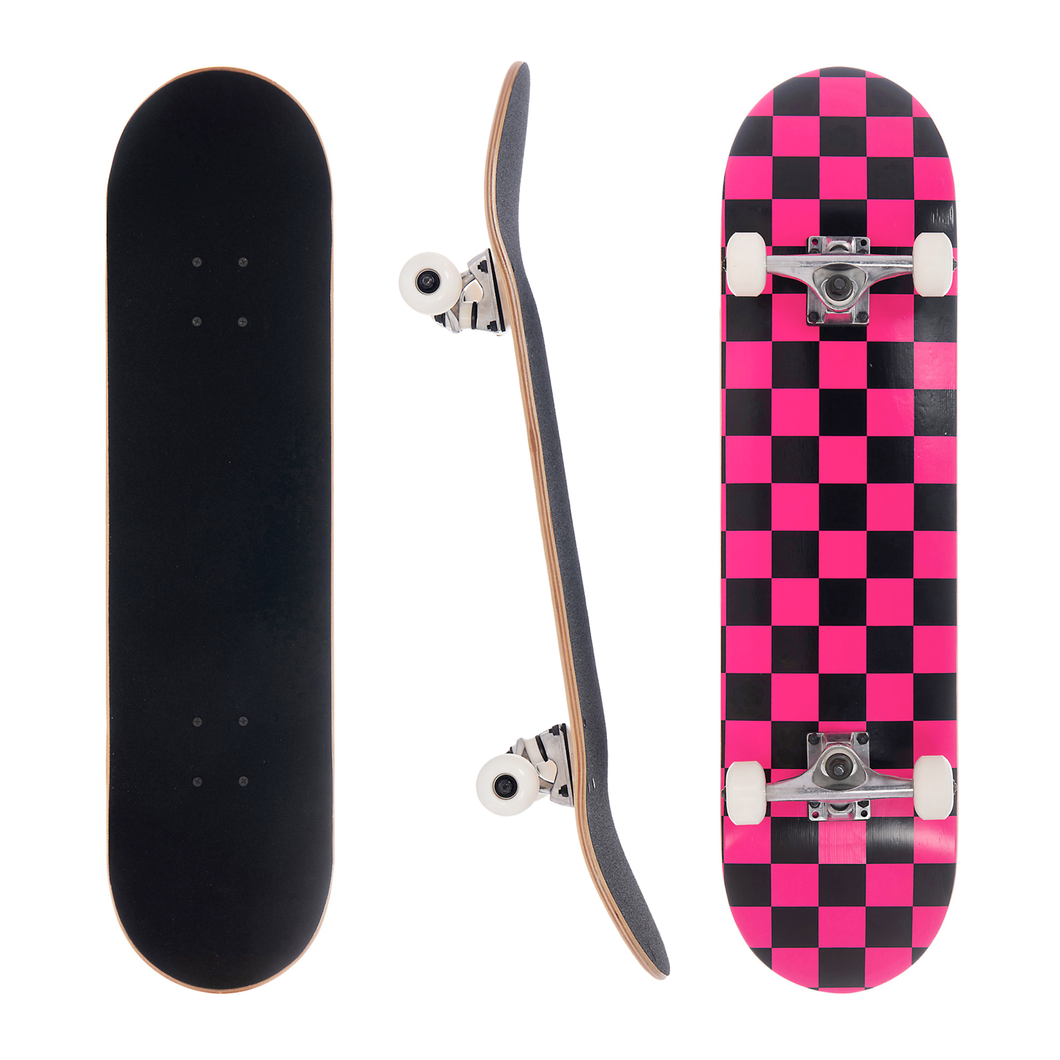 BLANK 8.0 Inch Complete Skateboard Pink Checker